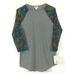 LuLaRoe / Randy 3/4 Raglan Sleeve Shirt Top / Paisley Teal Green / Womens Size S